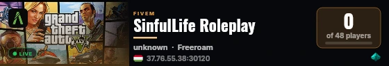 SinfulLife Roleplay live status badge