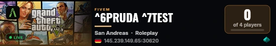 ^6PRUDA ^7TEST live status badge