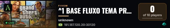 ^1 BASE FLUXO TEMA PROPRIO ULTRA 🐲 ^7 | ✔️ A MELHOR BASE E MAIS COMPLETA DE GTA RP DO BRASIL! 💯 | 👽 https://discord.gg/79a4d7YJQ3 live status badge