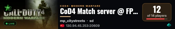 CoD4 Match server @ FPSChallenge.eu live status badge
