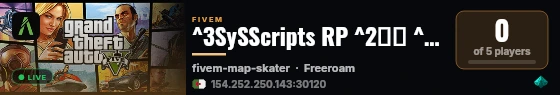 ^3SySScripts RP ^2🇵🇸 ^0| ^2Visit us ^0@ SySScripts.com live status badge