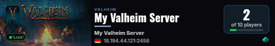 My Valheim Server live status badge
