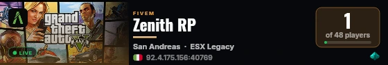 Zenith RP live status badge