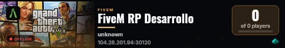 FiveM RP Desarrollo live status badge