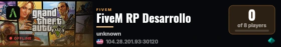 FiveM RP Desarrollo live status badge