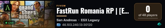 FastRun Romania RP | [ESX Legacy] live status badge