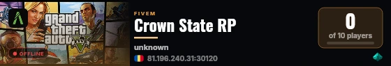Crown State RP live status badge