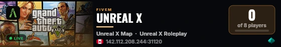 UNREAL X live status badge