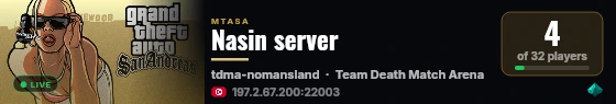 Nasin server live status badge