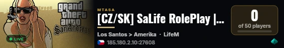 [CZ/SK] SaLife RolePlay |Místo kde se setkává fantazie byznys a zákon | live status badge