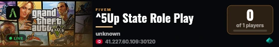 ^5Up State Role Play live status badge