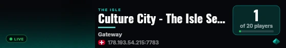 The Isle Server - Powered by Culture City live status badge