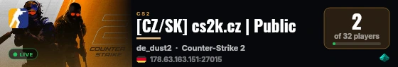 [CZ/SK] cs2k.cz | Public live status badge