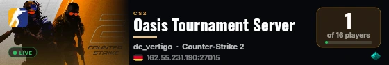 Oasis Tournament Server live status badge