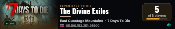 The Divine Exiles live status badge