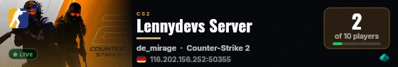 Lennydevs Server live status badge