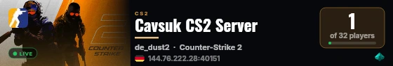 Cavsuk CS2 Server live status badge