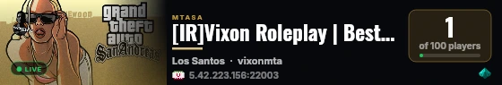 [IR]Vixon Roleplay | Best Rp | BETA [TEST] live status badge