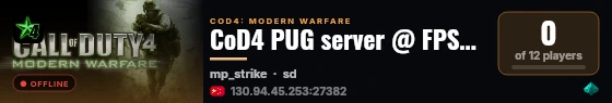 CoD4 PUG server @ FPSChallenge.eu live status badge