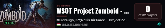 WSOT Project Zomboid - Official Server live status badge