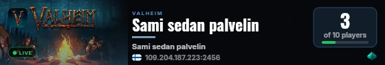 Sami sedan palvelin live status badge