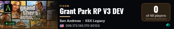 Grant Park RP V3 DEV live status badge