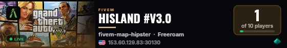 HISLAND #V3.0 live status badge