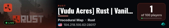 [Vudu Acres] Rust | Vanilla | NA West live status badge