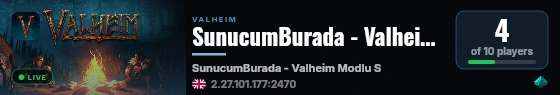SunucumBurada - Valheim Modlu Sunucu live status badge