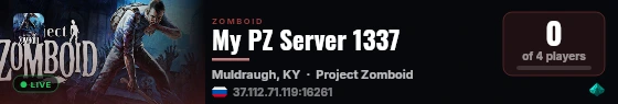 My PZ Server 1337 live status badge