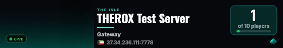 THEROX Test Server live status badge