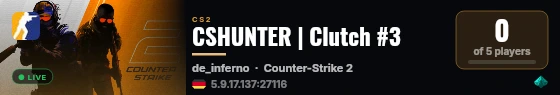 CSHUNTER | Clutch #3 live status badge