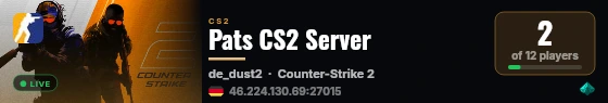Pats CS2 Server live status badge