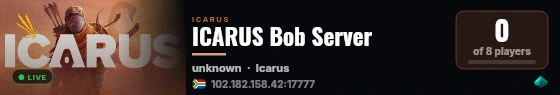 ICARUS Bob Server live status badge