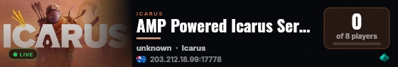 AMP Powered Icarus Server live status badge
