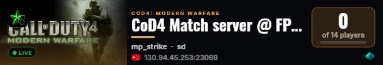 CoD4 Match server @ FPSChallenge.eu live status badge