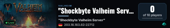 "Shockbyte Valheim Server" live status badge