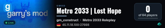 Metro 2033 | Lost Hope live status badge