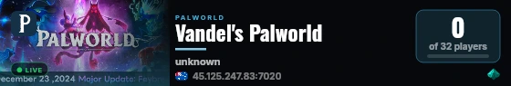 Vandel's Palworld live status badge
