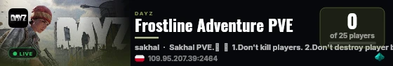 Frostline Adventure PVE live status badge