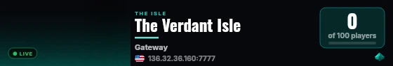 The Verdant Isle live status badge
