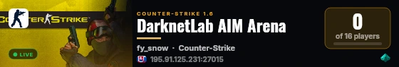 DarknetLab AIM Arena live status badge