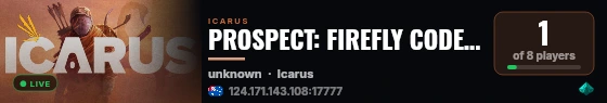PROSPECT: FIREFLY CODE_#0001 live status badge