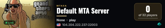Default MTA Server live status badge