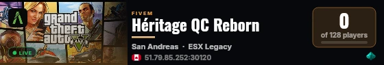 Héritage QC Reborn live status badge