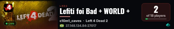 Lefiti foi Bad + WORLD + live status badge