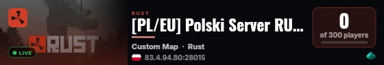[PL/EU] Polski Server RUST | Monthly | Max team 2 | rust.srvm.t live status badge