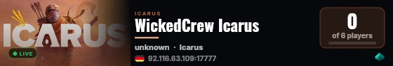 WickedCrew Icarus live status badge