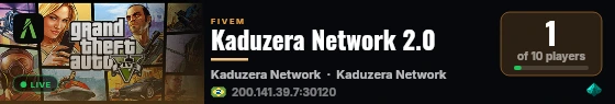 Kaduzera Network 2.0 live status badge