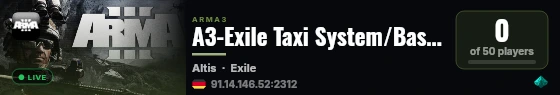A3-Exile Taxi System/Base Artack/Zombies/Tablet AirTrops and mo live status badge